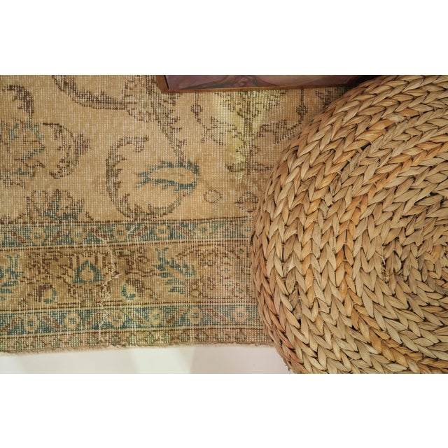 1970s 1970s Vintage Turkish Handmade Wool Cotton Beige Area Rug For Sale - Image 5 of 11