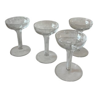 Set of 4 Vintage Hollow Stem Champagne Coupes For Sale