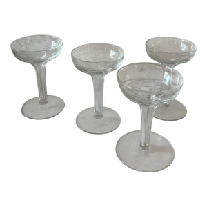 Set of 4 Vintage Hollow Stem Champagne Coupes