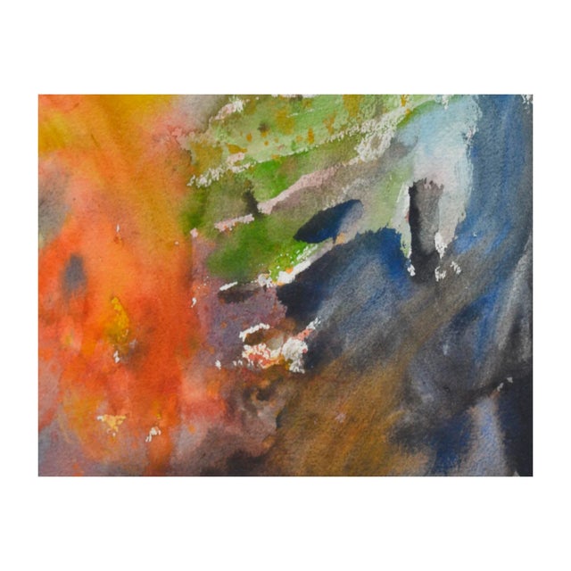 Orange & blue abstract watercolor by Les (Leslie Luverne) Anderson (American, 1928-2009). From the estate of Les Anderson...