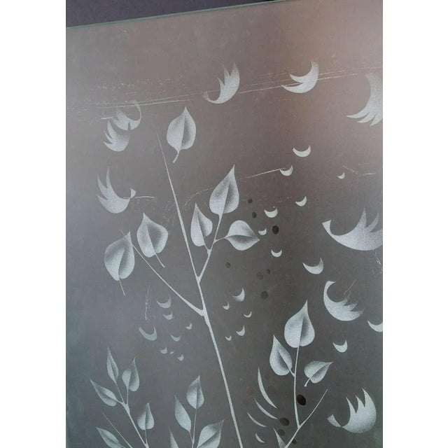 Transparent Four-Panel Etched Glass Screen For Sale - Image 8 of 10