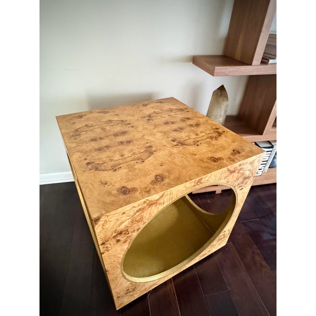 Modern Cube Made Goods Benning Side Table in Olive Ash Burl Veneer With Round Interior For Sale - Image 11 of 12