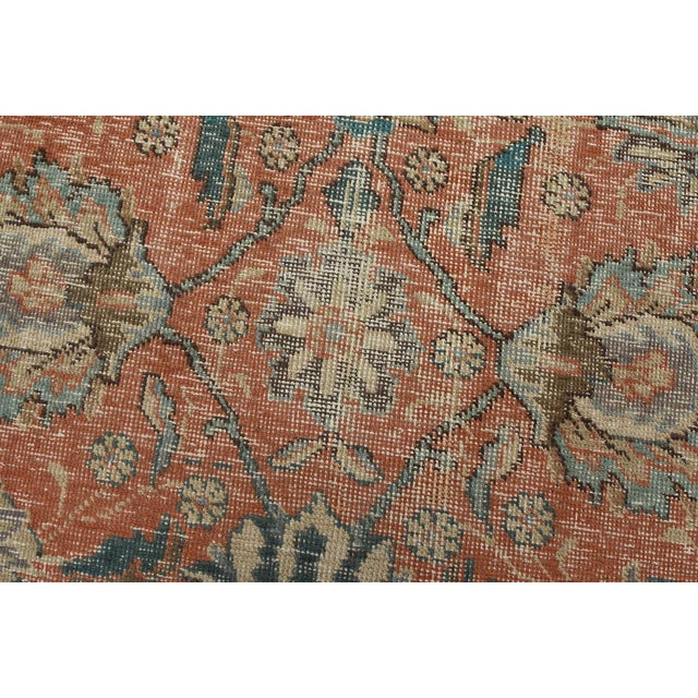 Pink Tabriz Rug 9’9” X 12’8” Pink Wool Vintage Distressed Hand-Knotted Carpet For Sale - Image 8 of 15