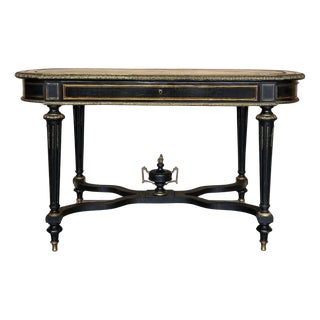 Napoleon III Ebonized Writing Desk Table, 1850s For Sale