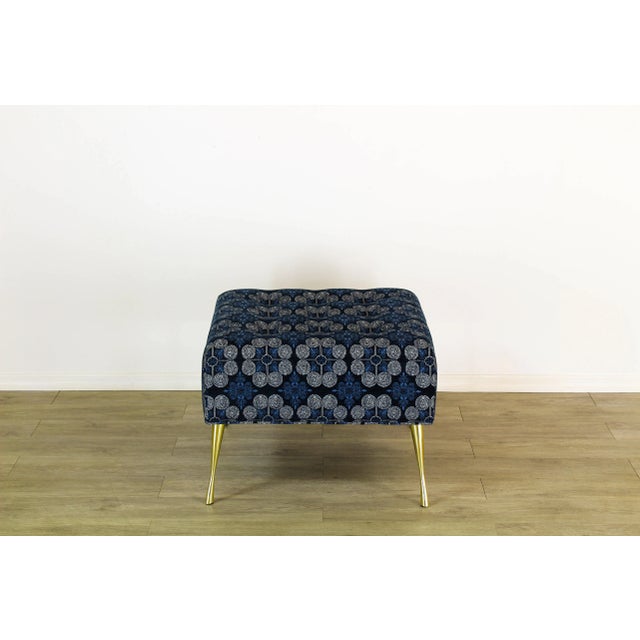 Chenille Ottoman on Italian Style Metal Legs For Sale - Image 10 of 11