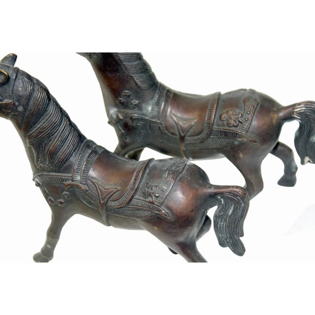 Chinese Bronze Brown Metal Racing Horse Figures - a Pair For Sale In San Francisco - Image 6 of 9