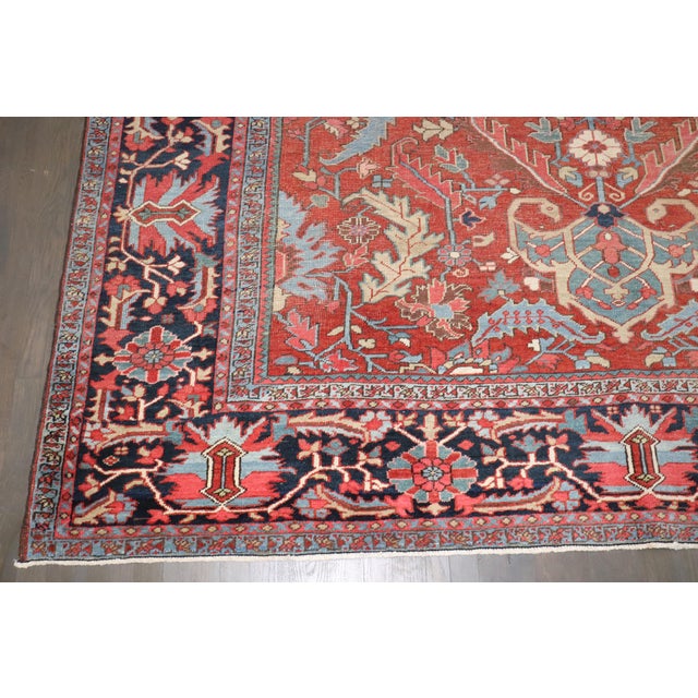 Early 20th Century Antique Zabihi Collection Persian Heriz Rug - 8'8" x 12'2" For Sale - Image 5 of 11