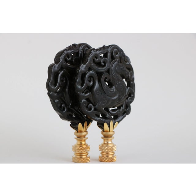 Tang Horse Carved Stone Lamp Finals - a Pair For Sale - Image 4 of 5