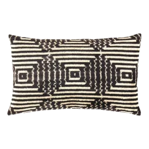 Turkish Black & White Color Velvet Ikat Pillow