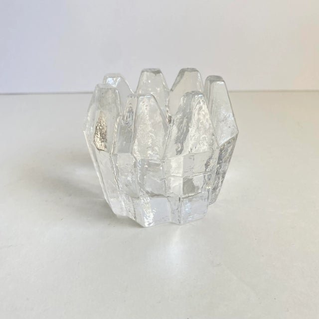 Transparent Vintage Kosta Boda Orrefors Heavy Glass Icicle Crystal Votive Holder Mid Century For Sale - Image 8 of 13