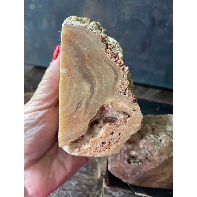 Charming Asian stone bookends presented in a creamy tan with this wavy stone a fact where each piece has been squared. On...