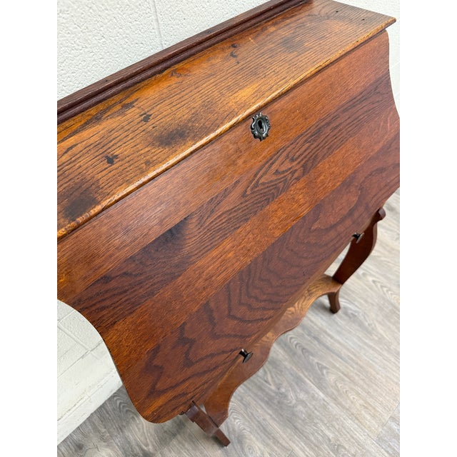 Antique French Louis XVI Style Secretary Desk Drop Front Desk For Sale - Image 4 of 11