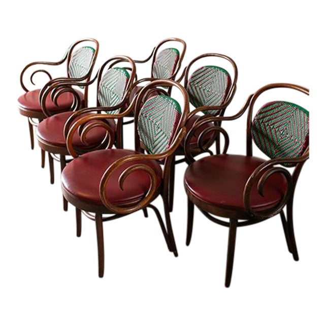Vintage Cafe Armchairs by Shelby Williams Industries in the Style of Micheal Thonet , Set of 6 For Sale