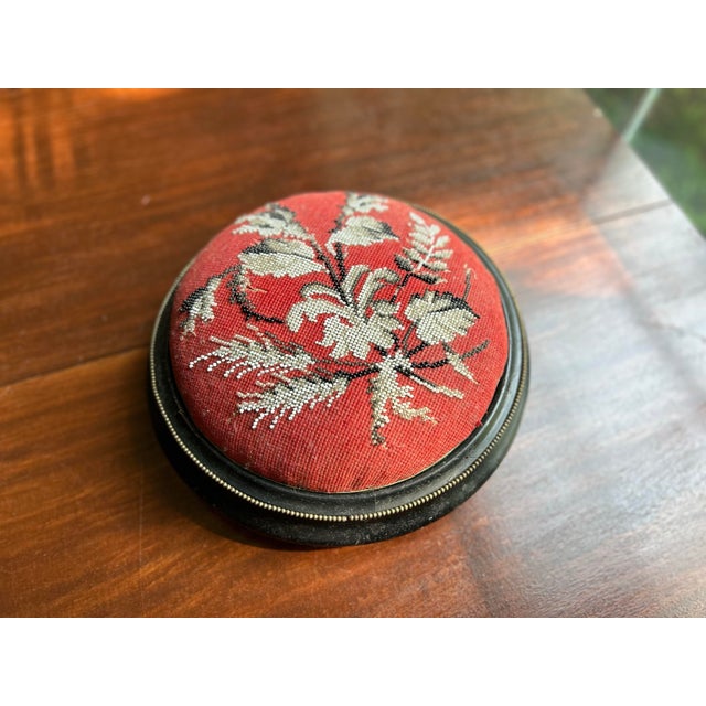 Victorian Antique Needlepoint Footstool For Sale - Image 3 of 6