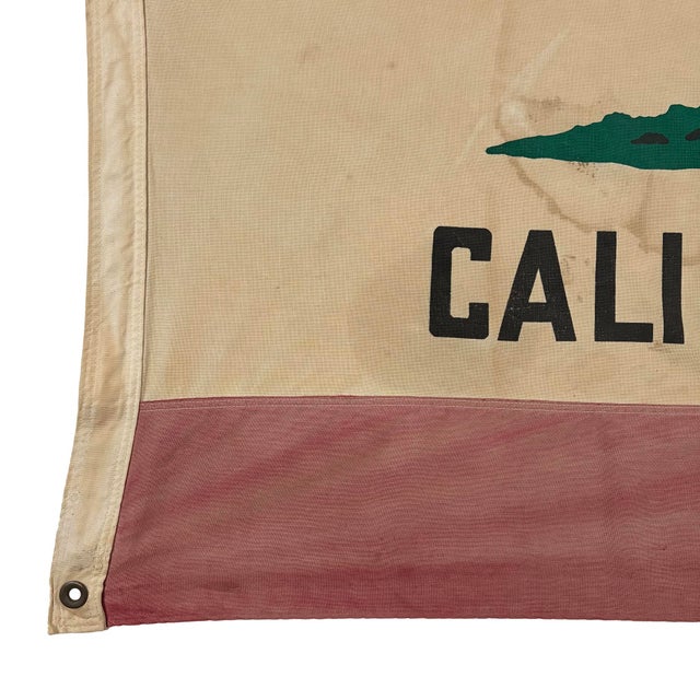 American Large Genuine Vintage Cotton California Republic Bear Flag For Sale - Image 3 of 7