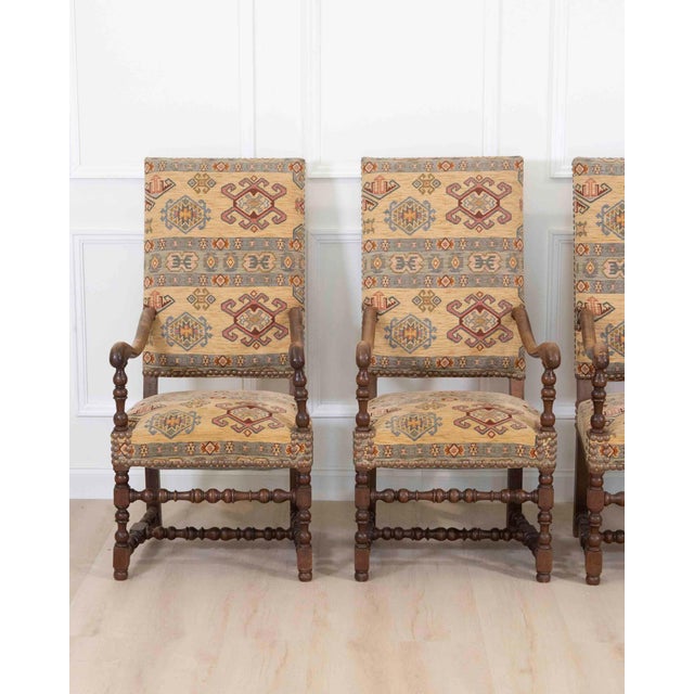 French Set of Four French 20th Century Louis XIII Style Armchairs For Sale - Image 3 of 10