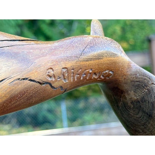 Tribal Vintage Hand Carved, Wooden Whale Sculpture,signed For Sale - Image 3 of 3