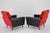 1970s Set of Leatherette and Red Fabric Armchairs, Czechoslovakia, 1970s For Sale - Image 5 of 15