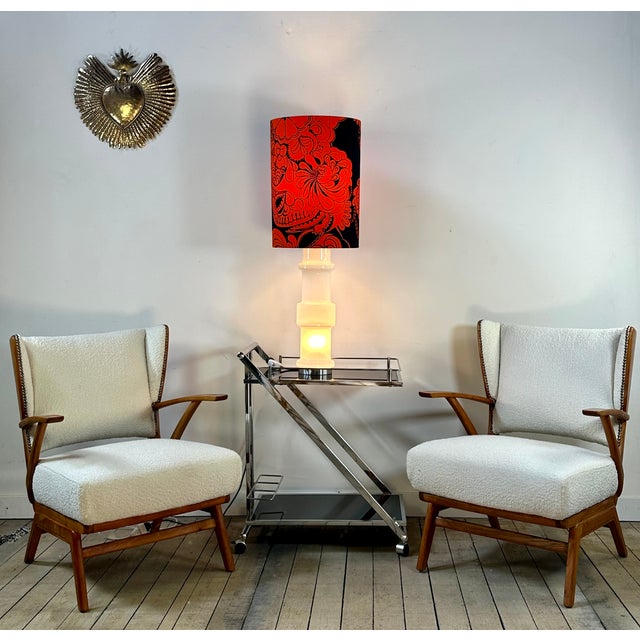 1950s Armchairs in Wood and Bouclé Fabric, 1950s, Set of 2 For Sale - Image 5 of 15