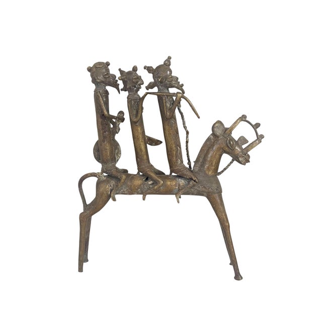 1980s Vintage Lg African Kotoko Bronze Horseman W/ 3 Companions 17" H Chad For Sale - Image 5 of 8