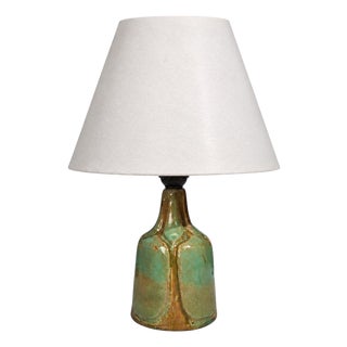 1970s Danish Modern, Table Lamp, Green Glazed Stoneware For Sale