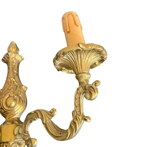 Set of 3 Rococo Style Gilt Bronze Two Light Sconces, Circa 1880 For Sale - Image 6 of 7