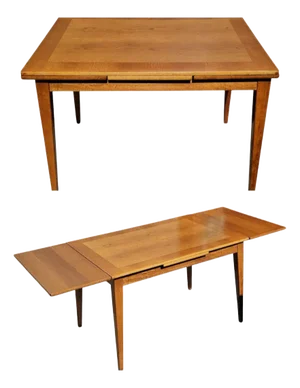 Vintage Cross-Banded Solid Oak Extendable Dining Table