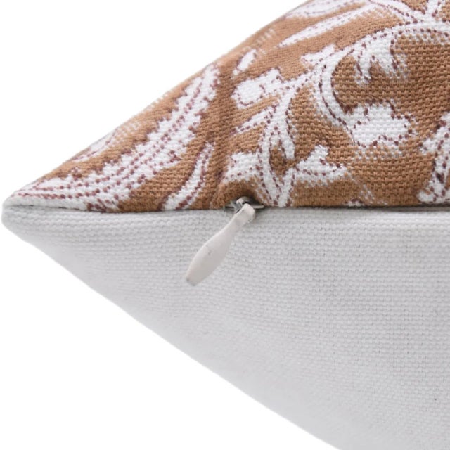 Art Deco Fabdvine Handmade Block Printed Cushion Cover 14x36 Inch Thick Cotton White-Kundanvan For Sale - Image 3 of 4