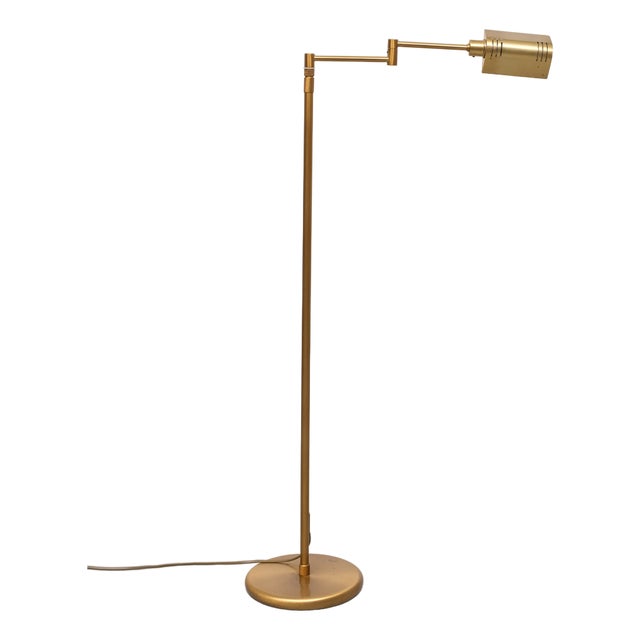 Swing Arm Brass Floor Lamp from Holtkoetter, Germany, 1980s For Sale