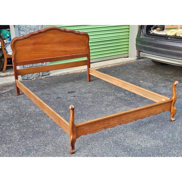 Mid 20th Century Dixie Furniture Mid Century Provincial Style Cherry Full Size Bedframe For Sale - Image 5 of 9