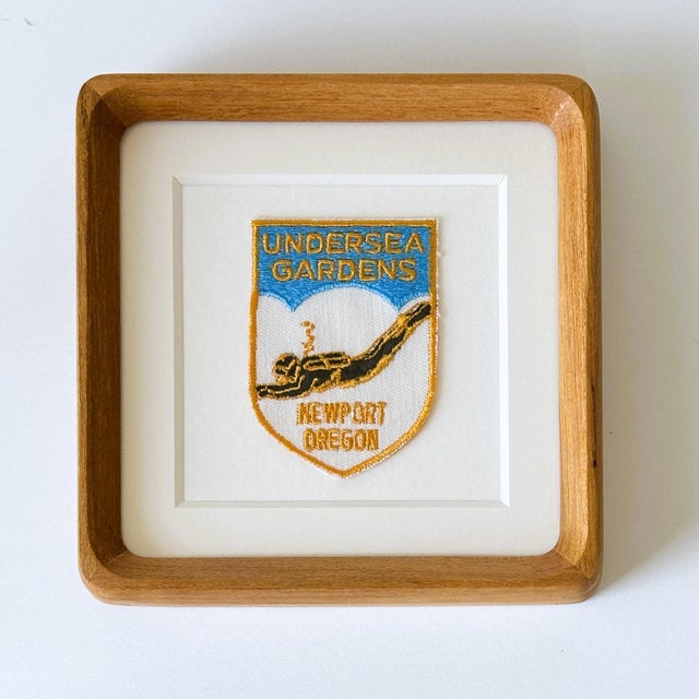 1980s Oregon Newport Underwater Gardens Vintage Patch Solid Wood Framed For Sale - Image 5 of 5