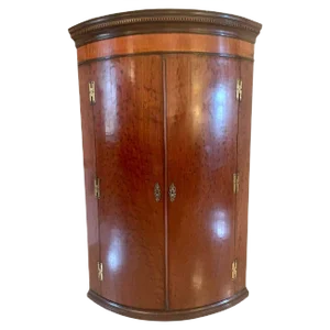 18th Century George III Plum Pudding Mahogany Bow Fronted Cabinet