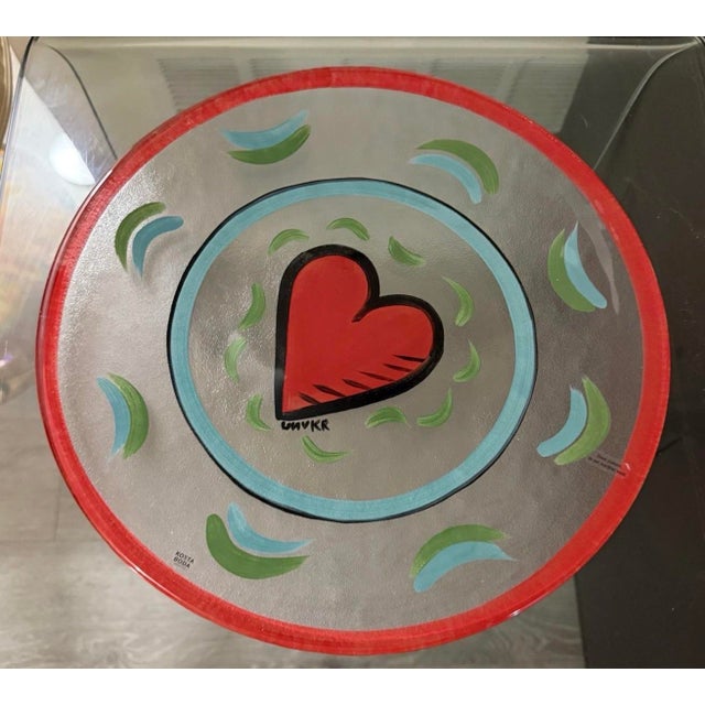 Kosta Boda Signed Ulrica Hyman Vallien Hand Painted Heart Plate & Bowl A lot of two the platter and bowl ￼ Platter...