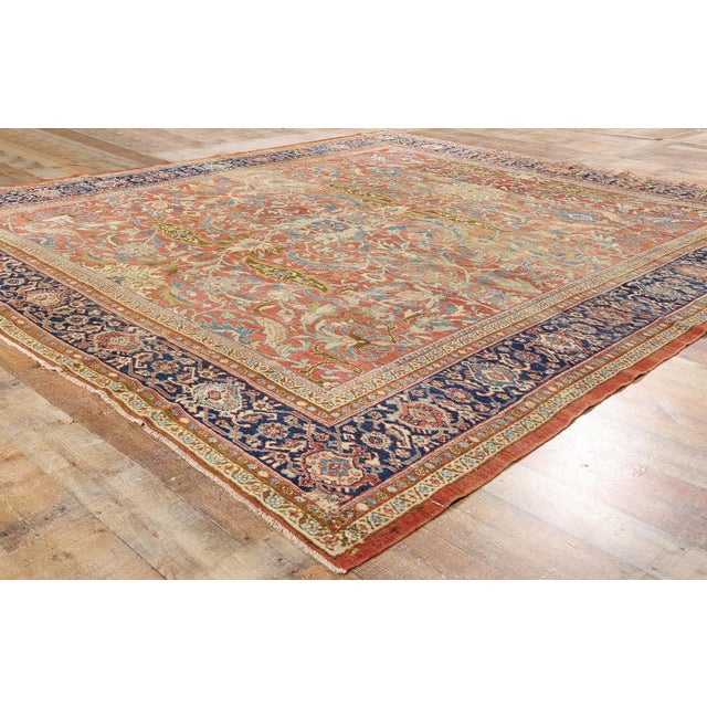 Textile Late 19th Century Antique Persian Sultanabad Rug - 09'00 X 09'11 For Sale - Image 7 of 9