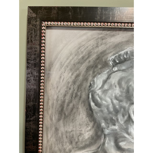 Late 20th Century Late 20th Century Figural Male Framed Charcoal Drawing For Sale - Image 5 of 8