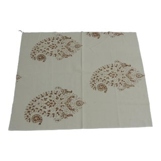 Vintage Indian Hand Blocked Paisley Batik Fabric Fragment For Sale