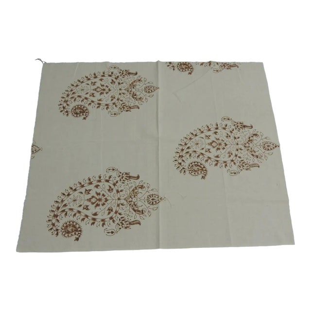 Vintage Indian Hand Blocked Paisley Batik Fabric Fragment For Sale