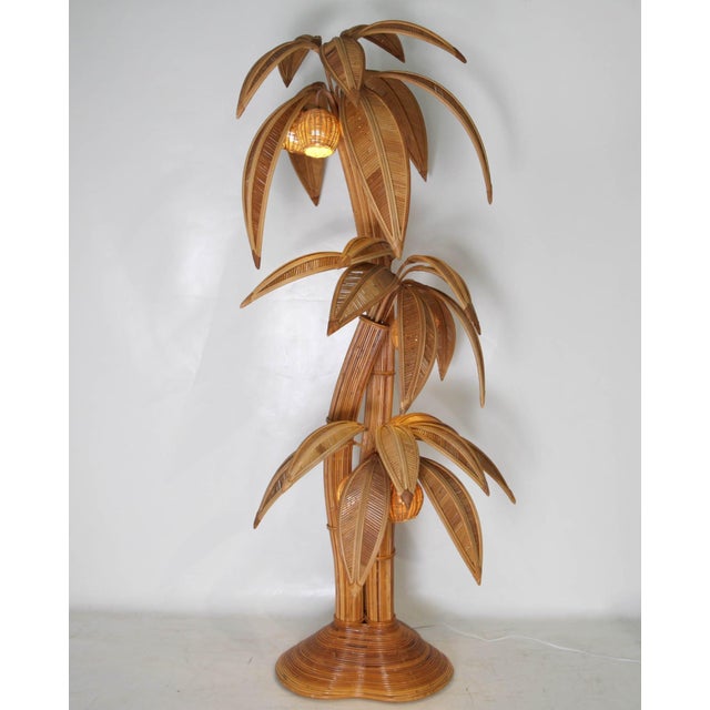 Palmtree Floor Lamp in Rattan For Sale - Image 9 of 18