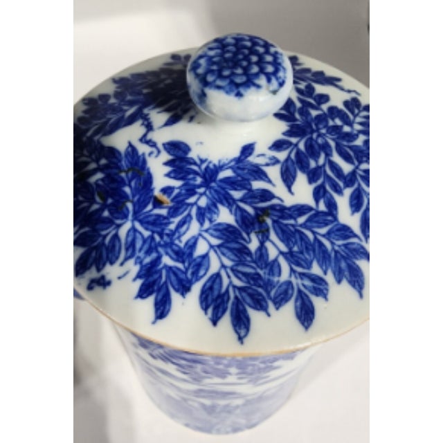 Antique Blue and White Porcelain Chinoiserie Japanese Hot Water Pitcher For Sale - Image 9 of 12