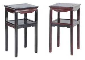 1920s Antique Chinese Hardwood Side Tables—A Pair