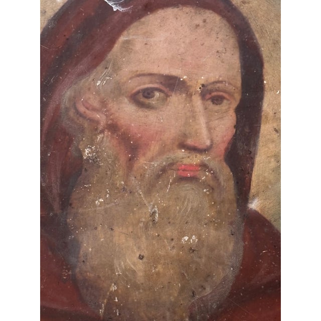 Mid 1800's Retablo: Saint Francis of Paola 1416-1507 is known for miraculous works and is the founder of the Order of Minims