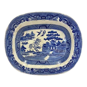 Antique Blue Willow Serving Platter From England - Circa 19th Century