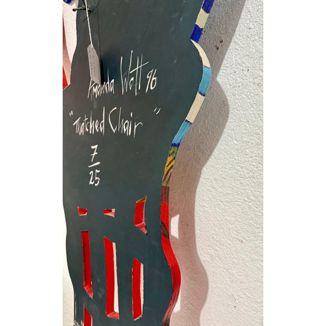 Pop Art Amanda Watt, Pop Art Painting Carved Wall Sculpture Amanda Watt Thatched Chair Vibrant Color, 1996 For Sale - Image 3 of 11