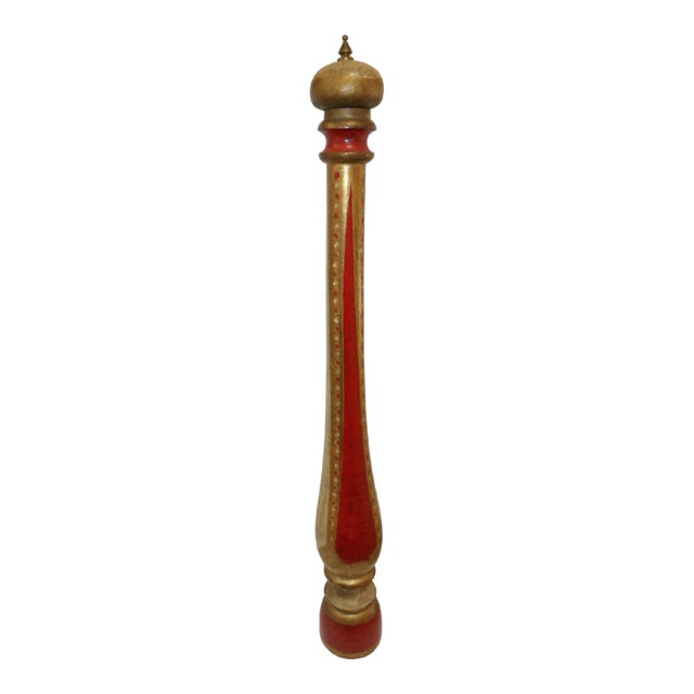 Giant Size Vintage Mid 20th Century Italian Wood & Brass Pepper Mill For Sale