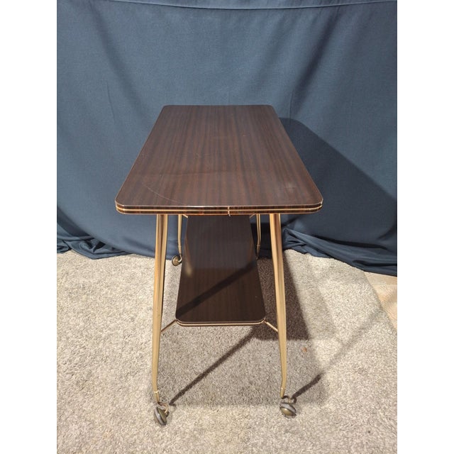 Serving Bar Cart in Formica and Brass, 1950s-1960s For Sale - Image 4 of 6