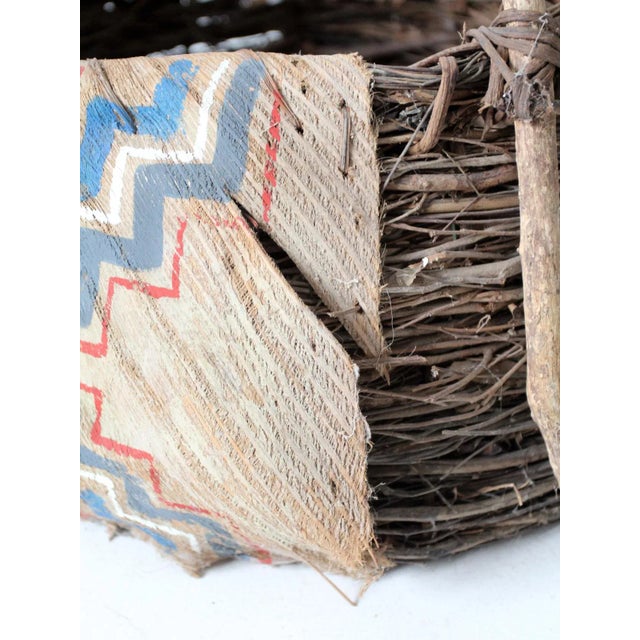 Antique Painted Bark Basket For Sale - Image 4 of 12