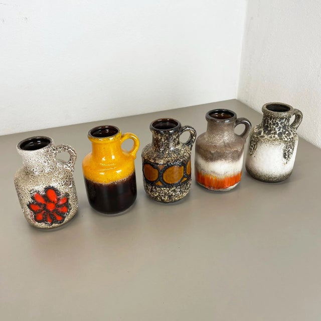 Vintage Pottery Fat Lava Multicolor Vases from Scheurich, Germany, Set of 5 For Sale - Image 3 of 18