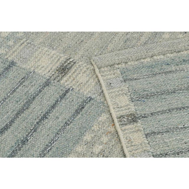Late 20th Century Rug & Kilim’s Custom Scandinavian Rug With Blue Geometric Patterns For Sale - Image 5 of 8