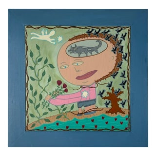 Original Folk Art Acrylic Painting/ "Thought" For Sale