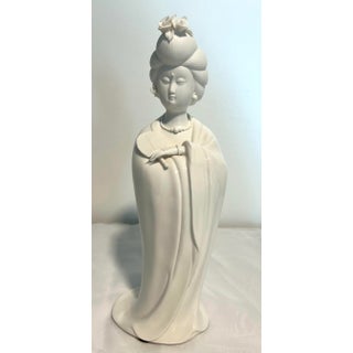 Large Mid Century Modern Ceramic Mixed Finish Gump's Geisha Statue Figurine For Sale